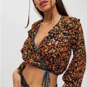 URBAN OUTFITTER Blossom Double Ruffle Wrap Top